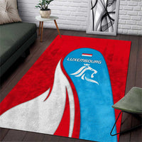 Luxembourg Area Rug with National Flag Colors and White Lion Crest Design