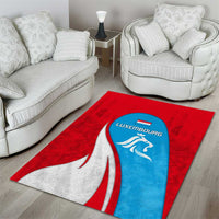 Luxembourg Area Rug with National Flag Colors and White Lion Crest Design