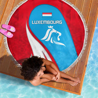 Luxembourg Beach Blanket with National Flag Colors and White Lion Crest Design