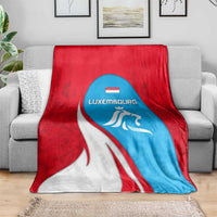 Luxembourg Blanket with National Flag Colors and White Lion Crest Design