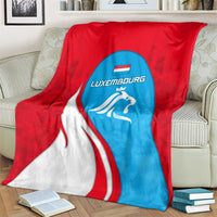 Luxembourg Blanket with National Flag Colors and White Lion Crest Design