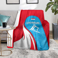 Luxembourg Blanket with National Flag Colors and White Lion Crest Design