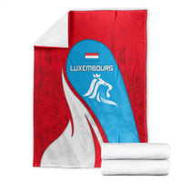 Luxembourg Blanket with National Flag Colors and White Lion Crest Design