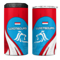 Luxembourg 4 in 1 Can Cooler Tumbler with National Flag Colors and White Lion Crest Design