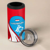 Luxembourg 4 in 1 Can Cooler Tumbler with National Flag Colors and White Lion Crest Design