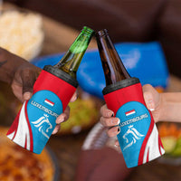 Luxembourg 4 in 1 Can Cooler Tumbler with National Flag Colors and White Lion Crest Design