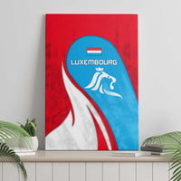 Luxembourg Canvas Wall Art with National Flag Colors and White Lion Crest Design