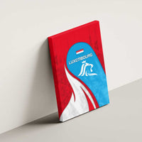 Luxembourg Canvas Wall Art with National Flag Colors and White Lion Crest Design