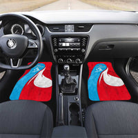 Luxembourg Car Mats with National Flag Colors and White Lion Crest Design