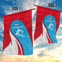Luxembourg Garden Flag with National Flag Colors and White Lion Crest Design