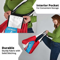 Luxembourg Grocery Bag with National Flag Colors and White Lion Crest Design