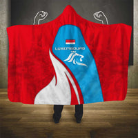 Luxembourg Hooded Blanket with National Flag Colors and White Lion Crest Design
