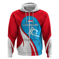 Luxembourg Hoodie with National Flag Colors and White Lion Crest Design