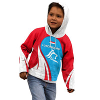 Luxembourg Kid Hoodie with National Flag Colors and White Lion Crest Design