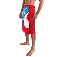 Luxembourg Lavalava with National Flag Colors and White Lion Crest Design