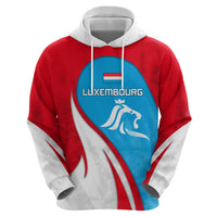 Luxembourg Zip Hoodie with National Flag Colors and White Lion Crest Design
