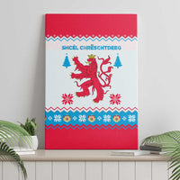 Luxembourg Christmas Canvas Wall Art with Red Lion Crest and Snowflake Pattern