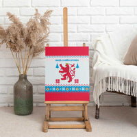 Luxembourg Christmas Canvas Wall Art with Red Lion Crest and Snowflake Pattern