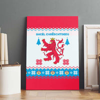 Luxembourg Christmas Canvas Wall Art with Red Lion Crest and Snowflake Pattern