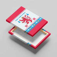 Luxembourg Christmas Canvas Wall Art with Red Lion Crest and Snowflake Pattern