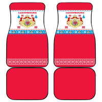 Luxembourg Christmas Car Mats with Red Lion Crest and Snowflake Pattern