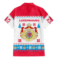 Luxembourg Christmas Family Matching Mermaid Dress and Hawaiian Shirt with Red Lion Crest and Snowflake Pattern