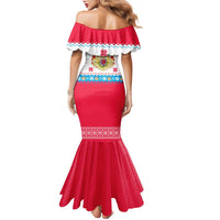 Luxembourg Christmas Family Matching Mermaid Dress and Hawaiian Shirt with Red Lion Crest and Snowflake Pattern