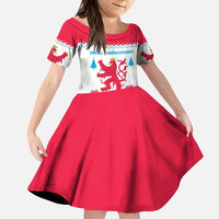 Luxembourg Christmas Family Matching Puletasi and Hawaiian Shirt with Red Lion Crest and Snowflake Pattern