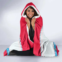 Luxembourg Christmas Hooded Blanket with Red Lion Crest and Snowflake Pattern