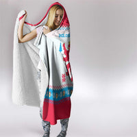 Luxembourg Christmas Hooded Blanket with Red Lion Crest and Snowflake Pattern
