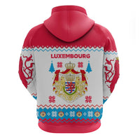 Luxembourg Christmas Hoodie with Red Lion Crest and Snowflake Pattern