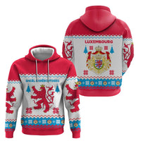Luxembourg Christmas Hoodie with Red Lion Crest and Snowflake Pattern