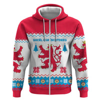 Luxembourg Christmas Hoodie with Red Lion Crest and Snowflake Pattern