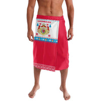 Luxembourg Christmas Lavalava with Red Lion Crest and Snowflake Pattern