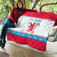 Luxembourg Christmas Quilt with Red Lion Crest and Snowflake Pattern
