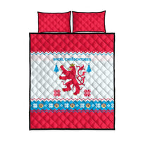 Luxembourg Christmas Quilt Bed Set with Red Lion Crest and Snowflake Pattern