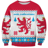 Luxembourg Christmas Sweatshirt with Red Lion Crest and Snowflake Pattern