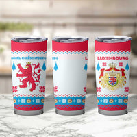 Luxembourg Christmas Tumbler Cup with Red Lion Crest and Snowflake Pattern