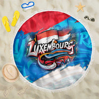 Luxembourg Flag Beach Blanket with Colorful Graffiti Street Art Design - Wonder Print Shop