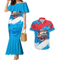 Luxembourg Flag Couples Matching Mermaid Dress and Hawaiian Shirt with Colorful Graffiti Street Art Design - Wonder Print Shop