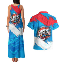 Luxembourg Flag Couples Matching Tank Maxi Dress and Hawaiian Shirt with Colorful Graffiti Street Art Design - Wonder Print Shop