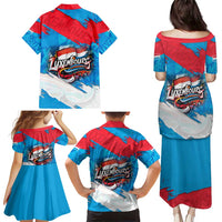 Luxembourg Flag Family Matching Puletasi and Hawaiian Shirt with Colorful Graffiti Street Art Design - Wonder Print Shop
