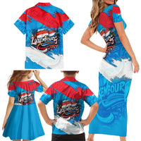 Luxembourg Flag Family Matching Short Sleeve Bodycon Dress and Hawaiian Shirt with Colorful Graffiti Street Art Design - Wonder Print Shop