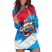 Luxembourg Flag Hoodie Dress with Colorful Graffiti Street Art Design - Wonder Print Shop