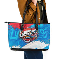 Luxembourg Flag Leather Tote Bag with Colorful Graffiti Street Art Design - Wonder Print Shop