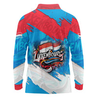 Luxembourg Flag Long Sleeve Polo Shirt with Colorful Graffiti Street Art Design - Wonder Print Shop