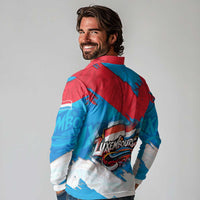 Luxembourg Flag Long Sleeve Polo Shirt with Colorful Graffiti Street Art Design - Wonder Print Shop