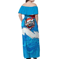 Luxembourg Flag Off Shoulder Maxi Dress with Colorful Graffiti Street Art Design - Wonder Print Shop