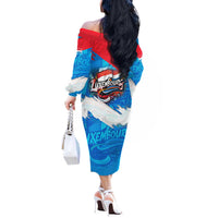 Luxembourg Flag Off The Shoulder Long Sleeve Dress with Colorful Graffiti Street Art Design - Wonder Print Shop