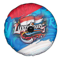 Luxembourg Flag Spare Tire Cover with Colorful Graffiti Street Art Design - Wonder Print Shop